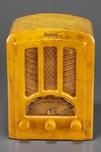 Brown Marbleized Yellow Emerson AU-190 Tombstone Catalin Radio